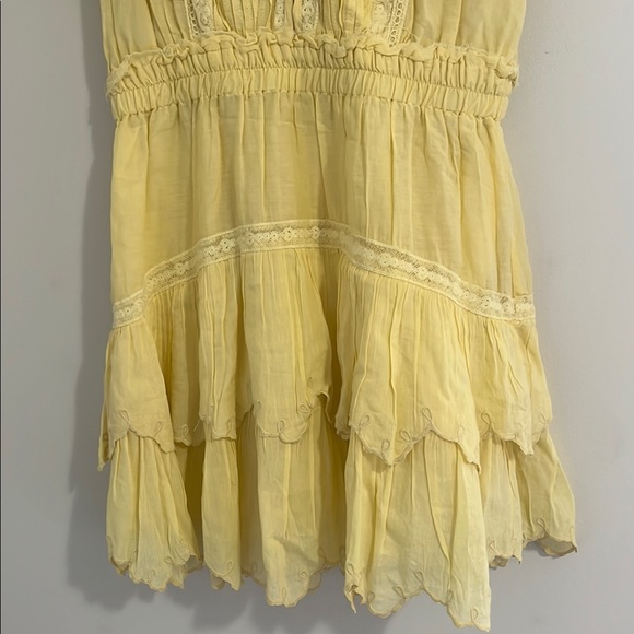 LOVESHACKFANCY Darryl Flutter Sleeve Butter Yellow Ruffled Mini Dress - Picture 14 of 16